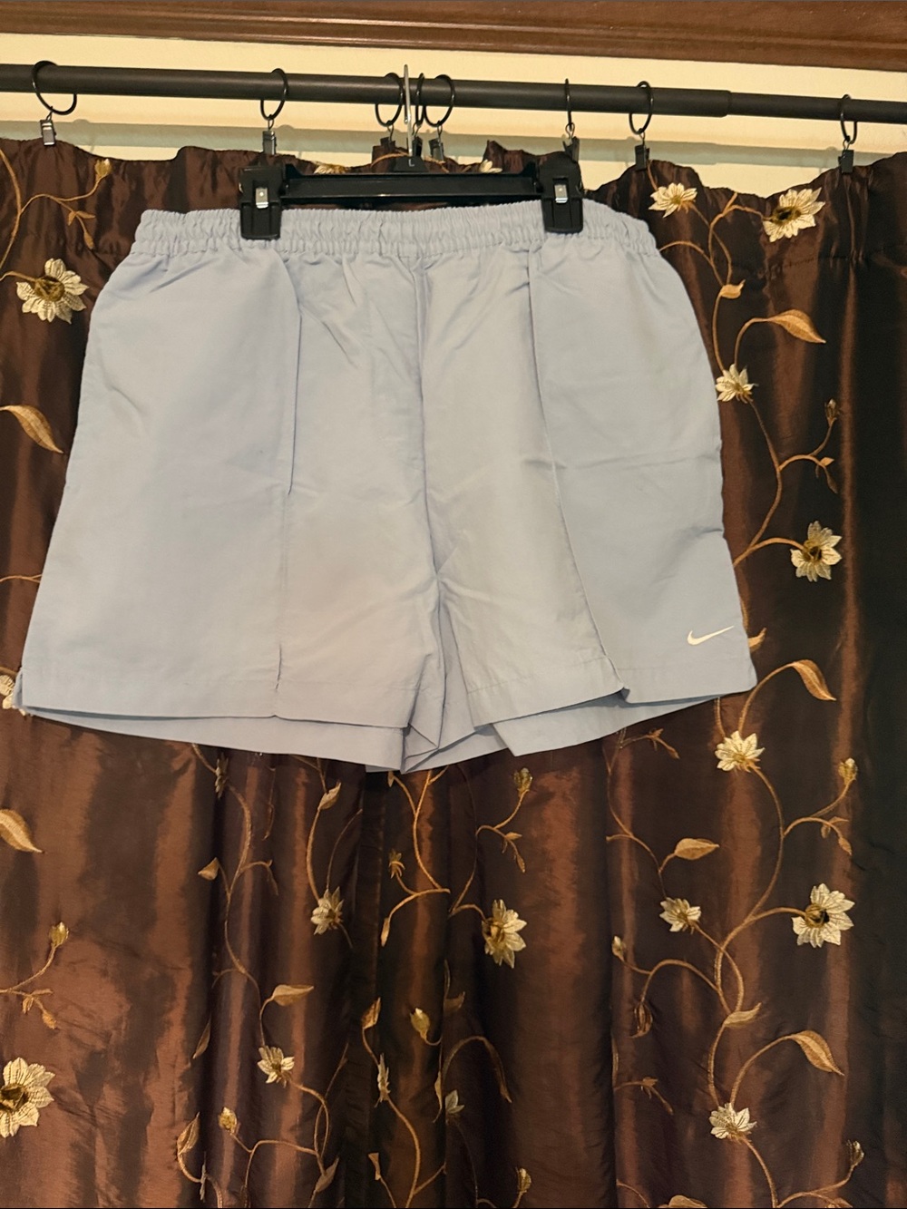 Nike Women's Pale Blue Athletic Shorts with Swoosh